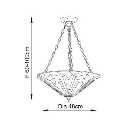 Endon 63936 - Pendel med kædeophæng ASTORIA 3xE27/60W/230V diameter 48 cm