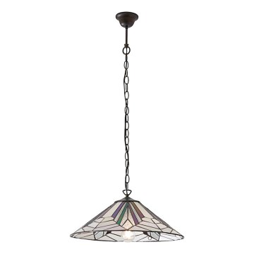 Endon 63938 - Tiffany ASTORIA lysekrone på kæde, 1xE27/60W/230V, Ø 48 cm