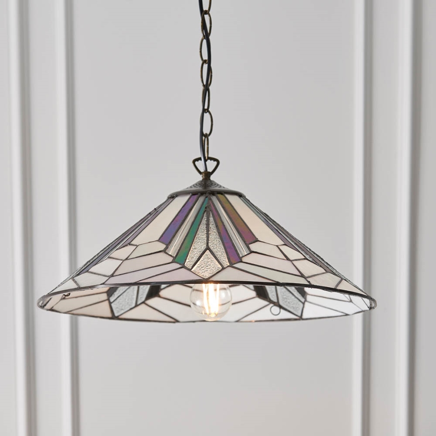 Endon 63938 - Tiffany ASTORIA lysekrone på kæde, 1xE27/60W/230V, Ø 48 cm
