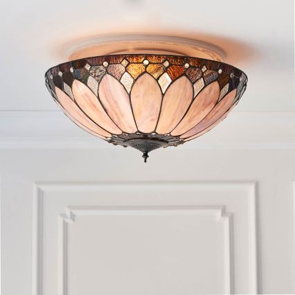 Endon 63973 - Tiffany-loftlampe BROOKLYN 2xE14/60W/230V Ø 50 cm