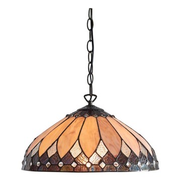 Endon 63977 - Kædeophængt Tiffany-lysekrone BROOKLYN 1xE27/60W/230V, Ø 40 cm