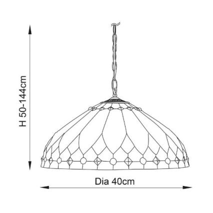 Endon 63977 - Kædeophængt Tiffany-lysekrone BROOKLYN 1xE27/60W/230V, Ø 40 cm