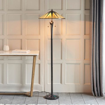 Endon 64041 - Gulvlampe Tiffany DARK STAR 2xE27/60W/230V Ø 49 cm