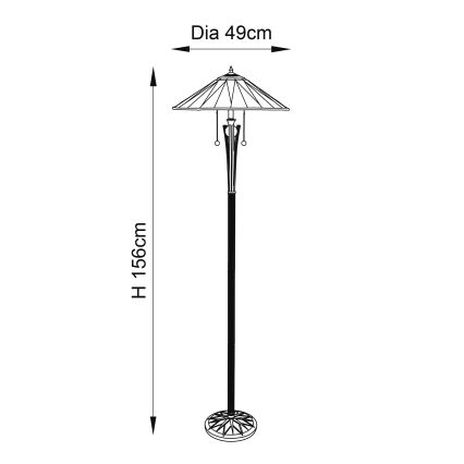 Endon 64041 - Gulvlampe Tiffany DARK STAR 2xE27/60W/230V Ø 49 cm