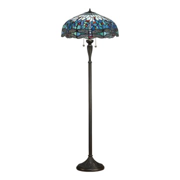 Endon 64069 - Gulvlampe Tiffany DRAGONFLY 2xE27/60W/230V Ø 50 cm
