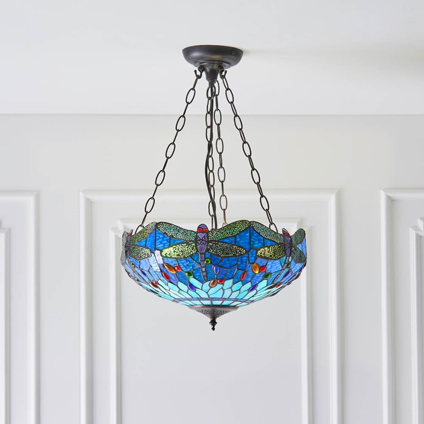Endon 64075 - Lysekrone med kædeophæng DRAGONFLY 3xE27/60W/230V Ø 41 cm