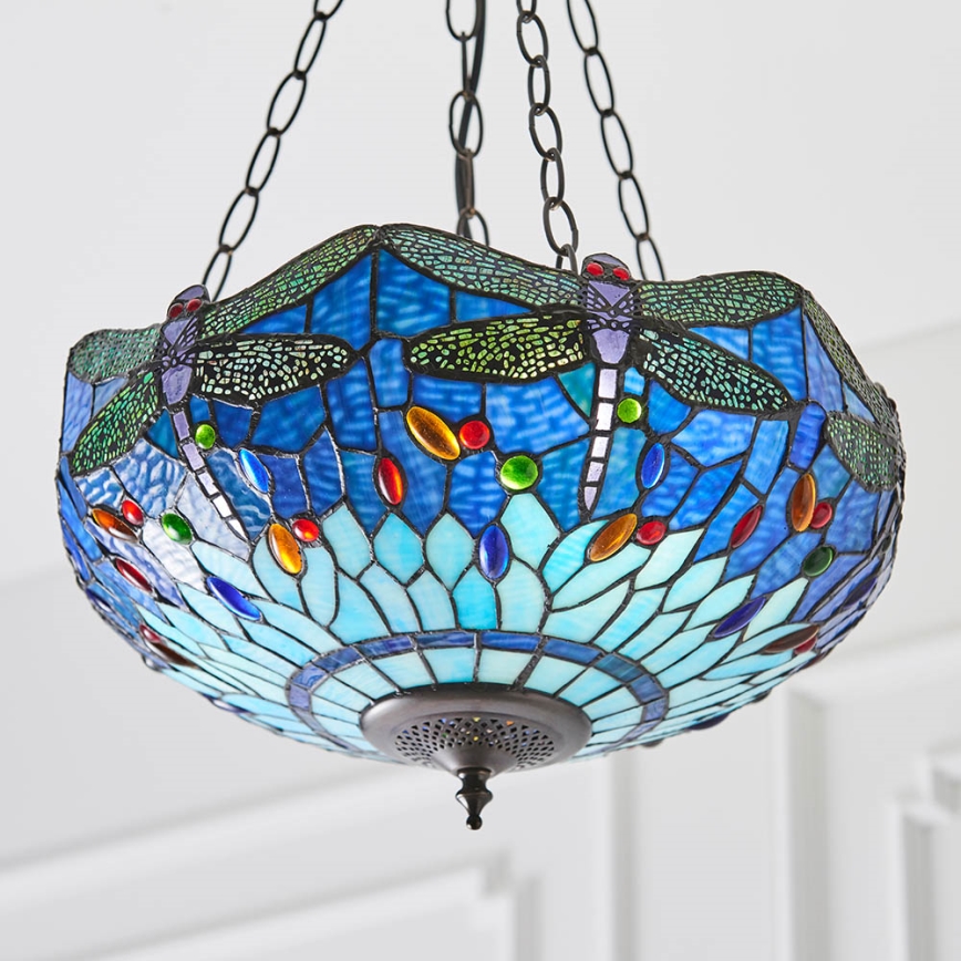 Endon 64075 - Lysekrone med kædeophæng DRAGONFLY 3xE27/60W/230V Ø 41 cm