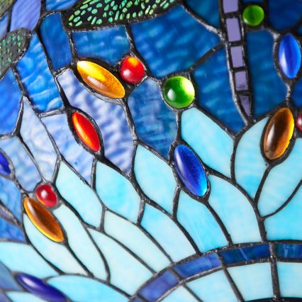 Endon 64075 - Lysekrone med kædeophæng Tiffany DRAGONFLY 3xE27/60W/230V, Ø 41 cm