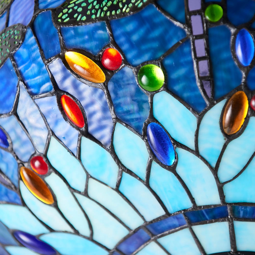 Endon 64075 - Lysekrone med kædeophæng Tiffany DRAGONFLY 3xE27/60W/230V, Ø 41 cm