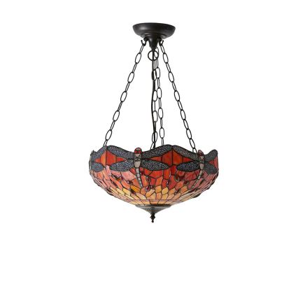 Endon 64076 - Kædeophængt Tiffany DRAGONFLY lysekrone 3xE27/60W/230V Ø 41 cm