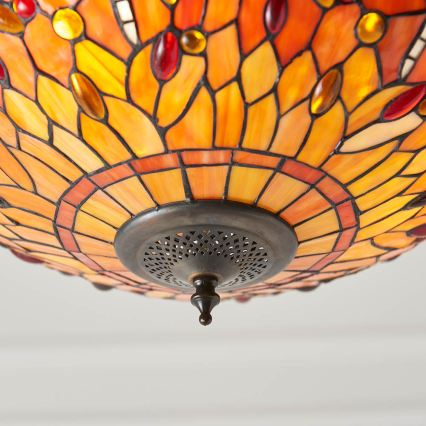 Endon 64076 - Kædeophængt Tiffany DRAGONFLY lysekrone 3xE27/60W/230V Ø 41 cm