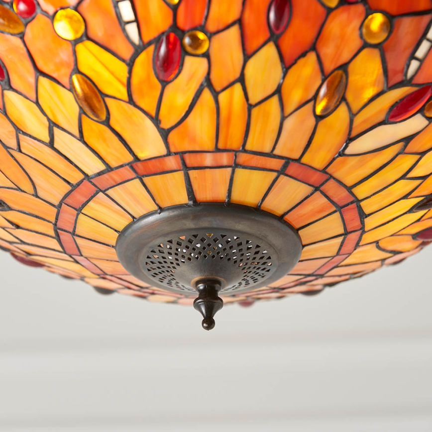 Endon 64076 - Kædeophængt Tiffany DRAGONFLY lysekrone 3xE27/60W/230V Ø 41 cm