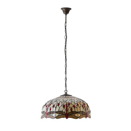 Endon 64079 - Lysekrone med kæde Tiffany DRAGONFLY 3xE27/60W/230V Ø 50 cm