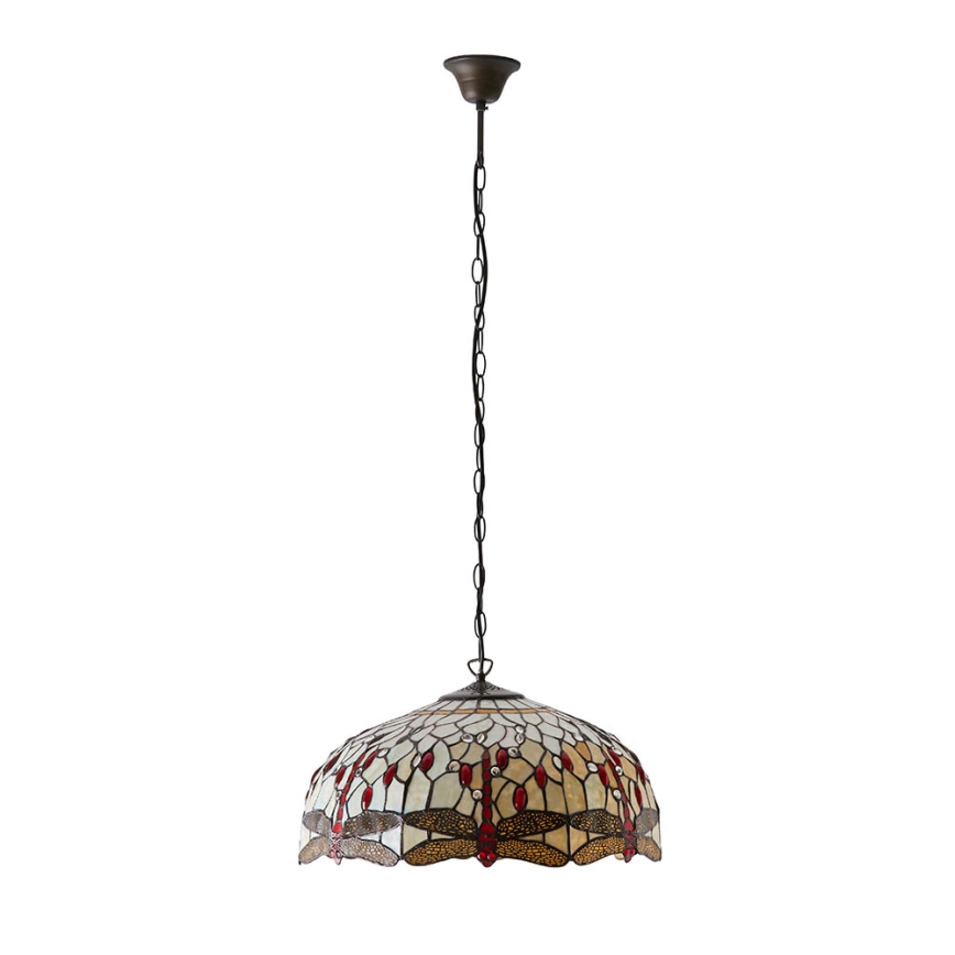 Endon 64079 - Lysekrone med kæde Tiffany DRAGONFLY 3xE27/60W/230V Ø 50 cm