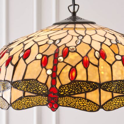 Endon 64079 - Lysekrone med kæde Tiffany DRAGONFLY 3xE27/60W/230V Ø 50 cm