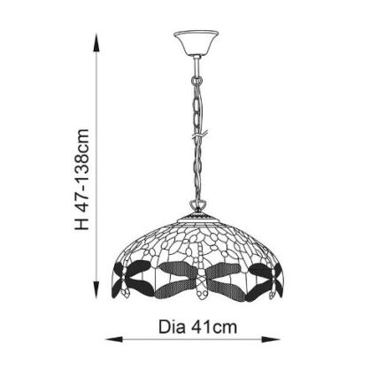 Endon 64080 - Lysekrone med kædeophæng DRAGONFLY 3xE27/60W/230V Ø 41 cm