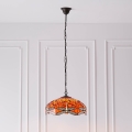 Endon 64081 - Lysekrone med kæde Tiffany DRAGONFLY 3xE27/60W/230V Ø 41 cm