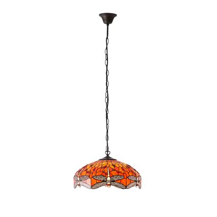 Endon 64081 - Lysekrone med kæde Tiffany DRAGONFLY 3xE27/60W/230V Ø 41 cm