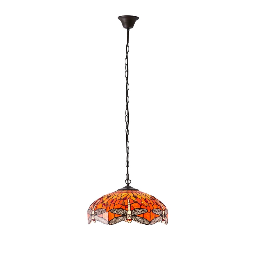 Endon 64081 - Lysekrone med kæde Tiffany DRAGONFLY 3xE27/60W/230V Ø 41 cm