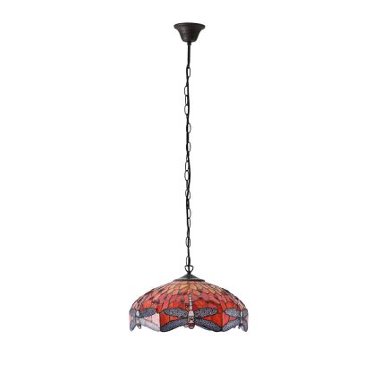 Endon 64081 - Lysekrone med kæde Tiffany DRAGONFLY 3xE27/60W/230V Ø 41 cm