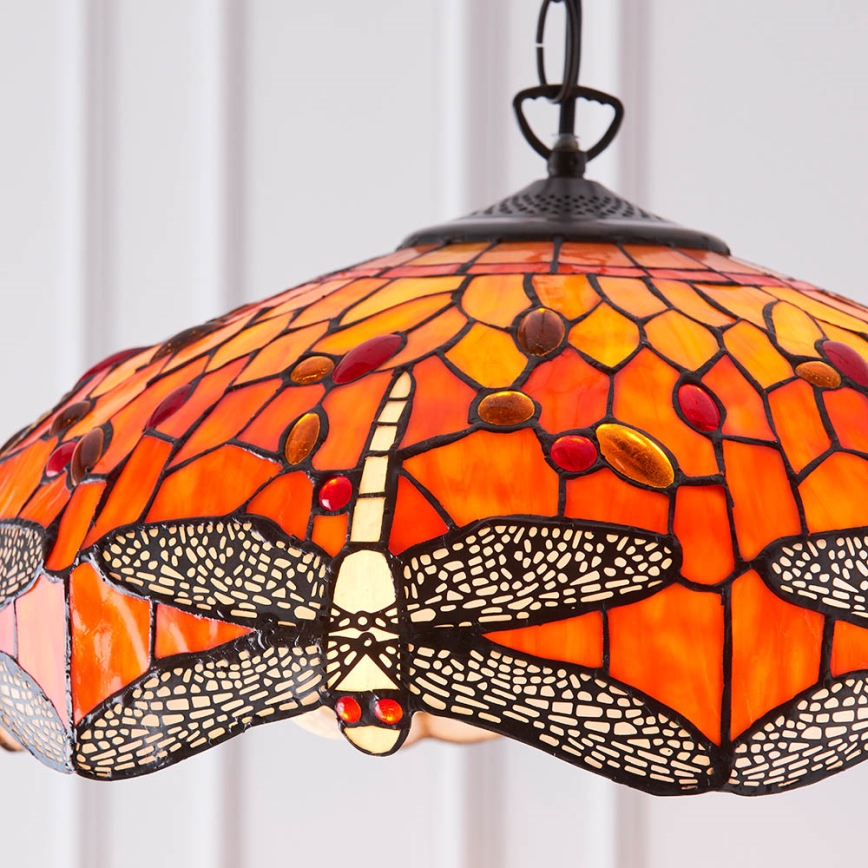 Endon 64081 - Lysekrone med kæde Tiffany DRAGONFLY 3xE27/60W/230V Ø 41 cm