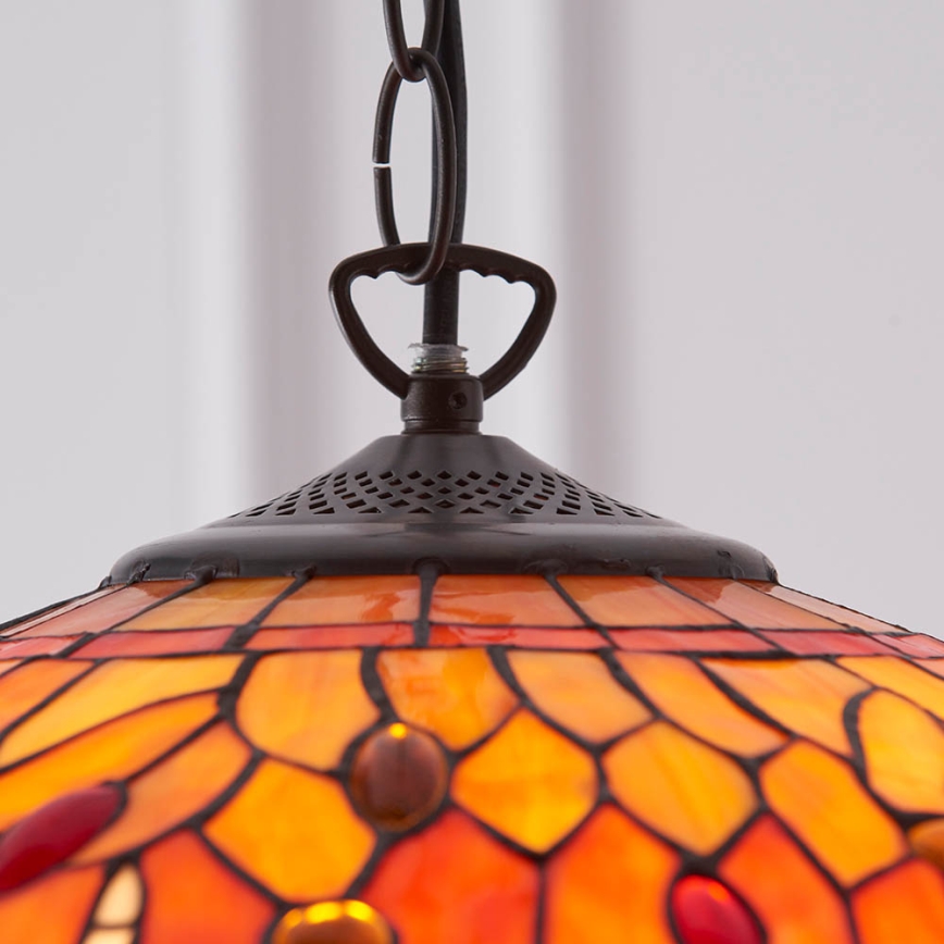 Endon 64081 - Lysekrone med kæde Tiffany DRAGONFLY 3xE27/60W/230V Ø 41 cm