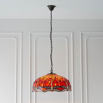 Endon 64082 - Kædeophængt Tiffany DRAGONFLY lysekrone 3xE27/60W/230V Ø 50 cm