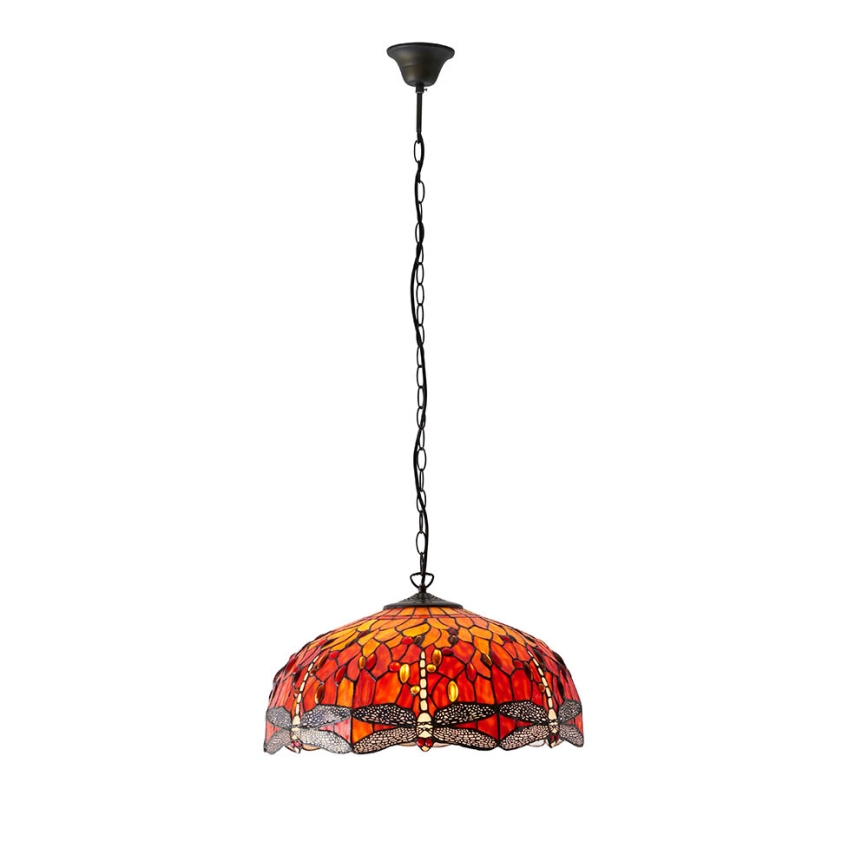 Endon 64082 - Kædeophængt Tiffany DRAGONFLY lysekrone 3xE27/60W/230V Ø 50 cm