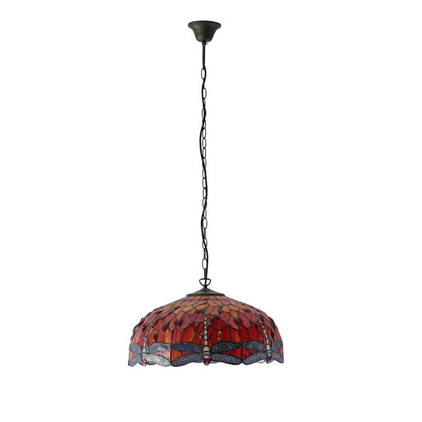 Endon 64082 - Kædeophængt Tiffany DRAGONFLY lysekrone 3xE27/60W/230V Ø 50 cm