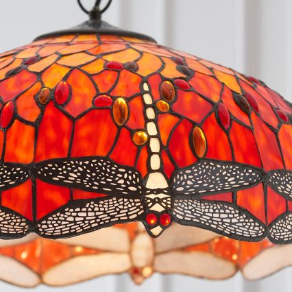 Endon 64082 - Kædeophængt Tiffany DRAGONFLY lysekrone 3xE27/60W/230V Ø 50 cm