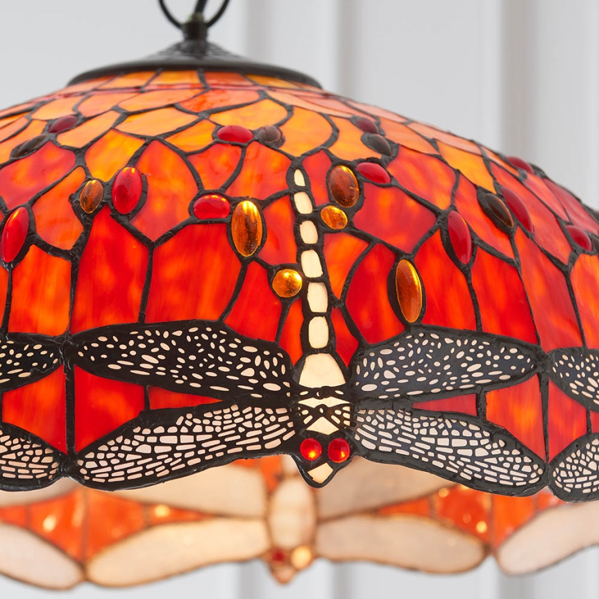 Endon 64082 - Kædeophængt Tiffany DRAGONFLY lysekrone 3xE27/60W/230V Ø 50 cm