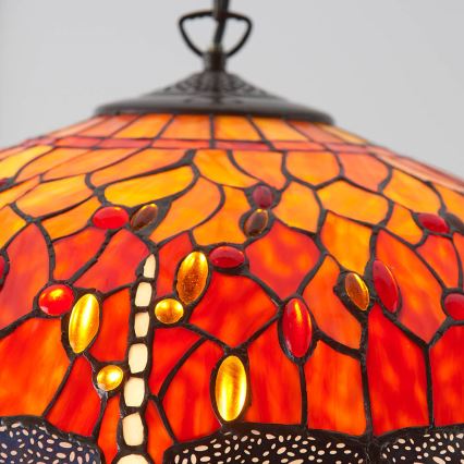 Endon 64082 - Kædeophængt Tiffany DRAGONFLY lysekrone 3xE27/60W/230V Ø 50 cm