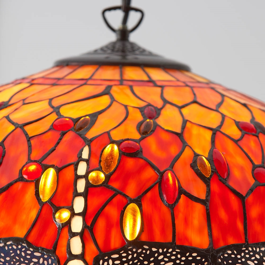 Endon 64082 - Kædeophængt Tiffany DRAGONFLY lysekrone 3xE27/60W/230V Ø 50 cm