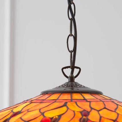 Endon 64082 - Kædeophængt Tiffany DRAGONFLY lysekrone 3xE27/60W/230V Ø 50 cm