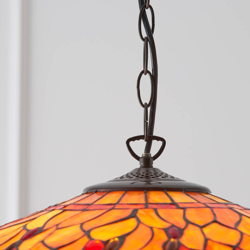 Endon 64082 - Kædeophængt Tiffany DRAGONFLY lysekrone 3xE27/60W/230V Ø 50 cm