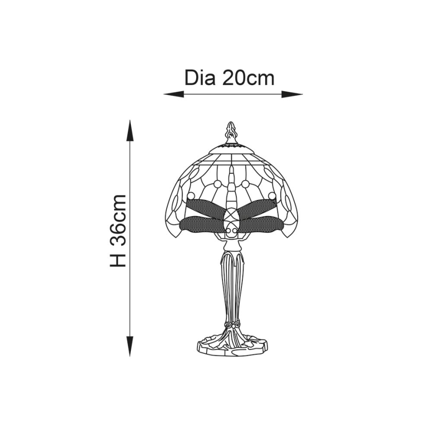 Endon 64088 - Bordlampe Tiffany DRAGONFLY 1xE14/7W/230V Ø 20 cm