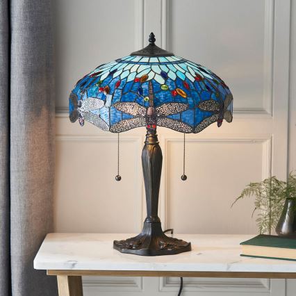 Endon 64089 - Bordlampe Tiffany DRAGONFLY 2xE27/60W/230V Ø 41 cm