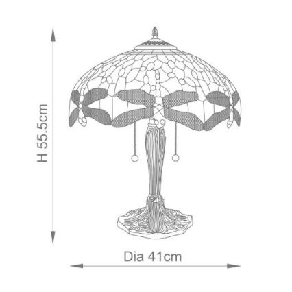 Endon 64089 - Bordlampe Tiffany DRAGONFLY 2xE27/60W/230V Ø 41 cm