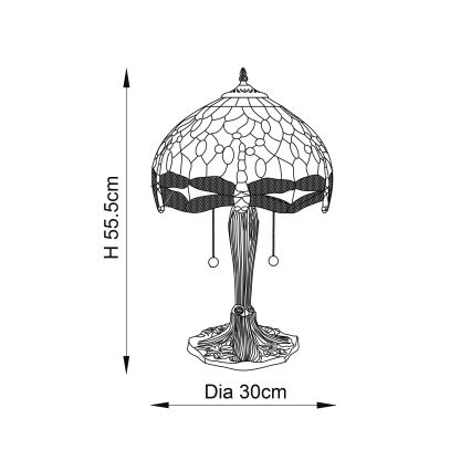Endon 64090 - Bordlampe Tiffany DRAGONFLY 2x E27/60W/230V Ø 30 cm