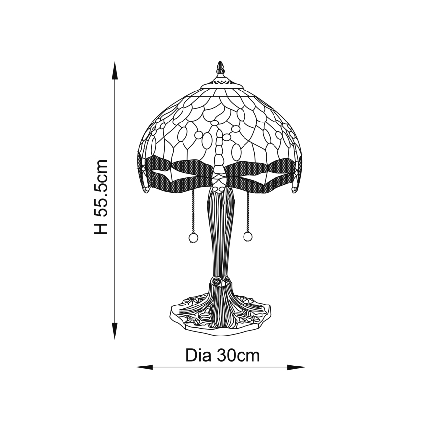 Endon 64090 - Bordlampe Tiffany DRAGONFLY 2x E27/60W/230V Ø 30 cm