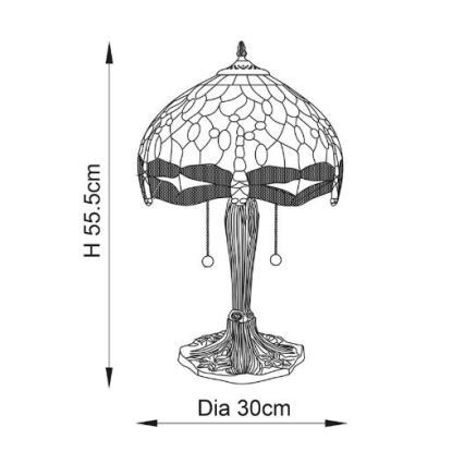 Endon 64092 - Bordlampe DRAGONFLY 2xE27/60W/230V Ø 30 cm