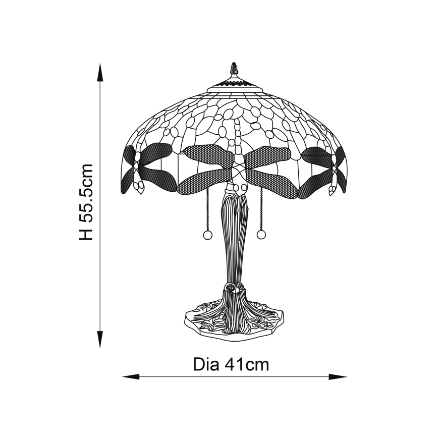 Endon 64093 - Bordlampe DRAGONFLY 2xE27/60W/230V Ø 41 cm