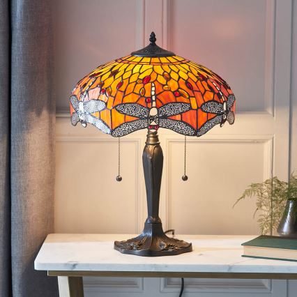 Endon 64093 - Bordlampe Tiffany DRAGONFLY 2xE27/60W/230V Ø 41 cm