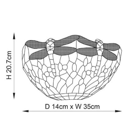 Endon 64102 - Væglampe Tiffany DRAGONFLY 1xE14/40W/230V