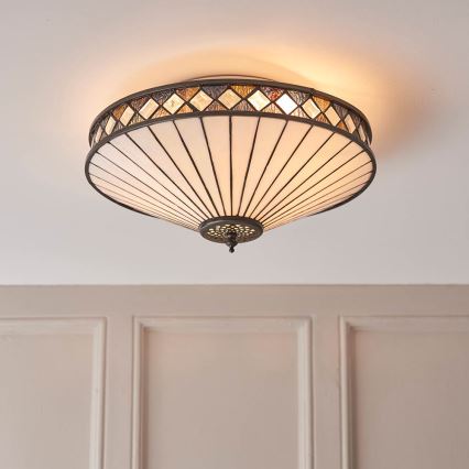 Endon 64145 - Tiffany FARGO loftlampe 2xE27/60W/230V Ø 41,5 cm