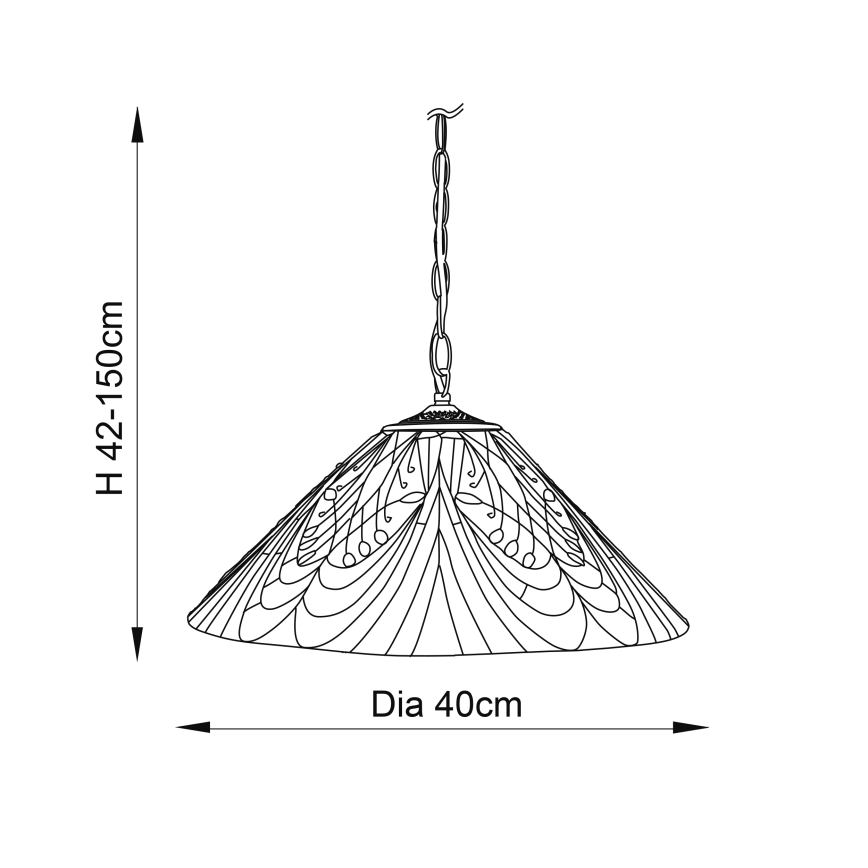 Endon 64162 - Pendel med kædeophæng HECTOR 1xE27/60W/230V diameter 40 cm