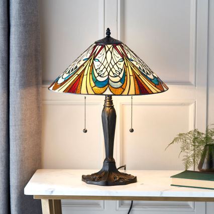 Endon 64163 - Bordlampe Tiffany HECTOR 2xE27/60W/230V Ø 40 cm