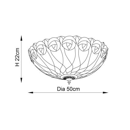 Endon 64173 - Tiffany-loftlampe HUTCHINSON 2xE27/60W/230V Ø 50 cm