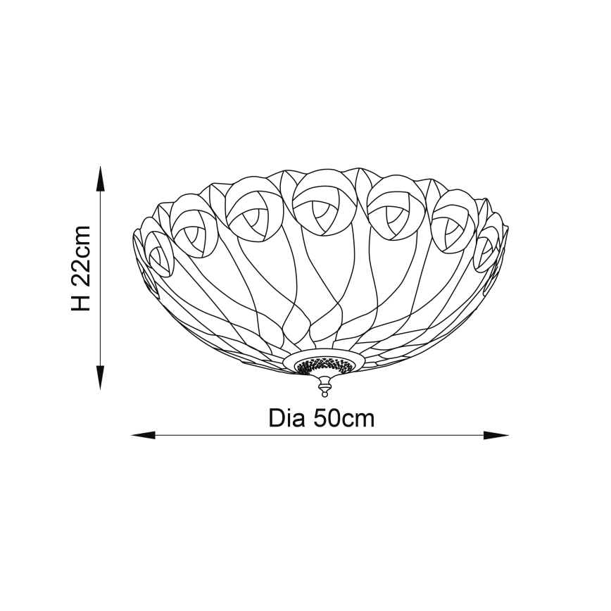 Endon 64173 - Tiffany-loftlampe HUTCHINSON 2xE27/60W/230V Ø 50 cm