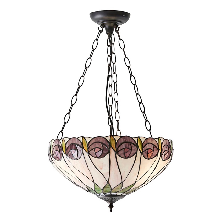 Endon 64175 - Tiffany HUTCHINSON lysekrone med kæde 3xE27/60W/230V Ø 40 cm